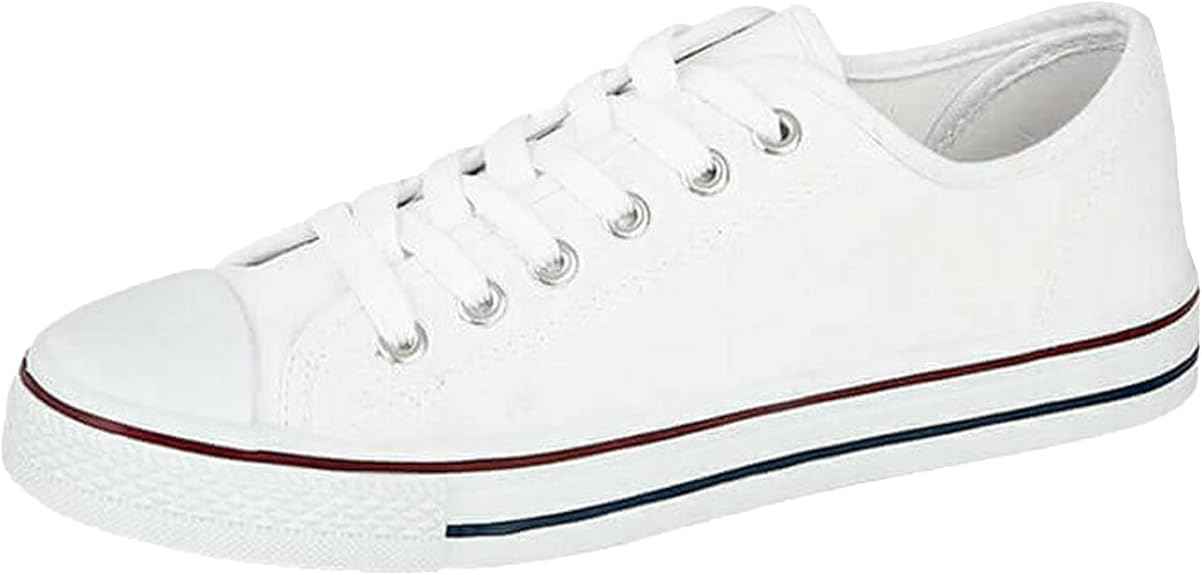 Womens Ladies Gym Trainers Canvas Shoes Plimsolls Casual Flat Lace Up Pumps