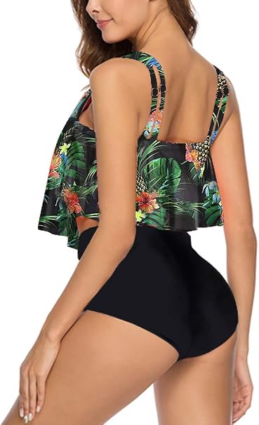 Swimsuit for Women Top Ruffled High Waist Swimwear Two Pieces Bathing Suits Bikini Sets