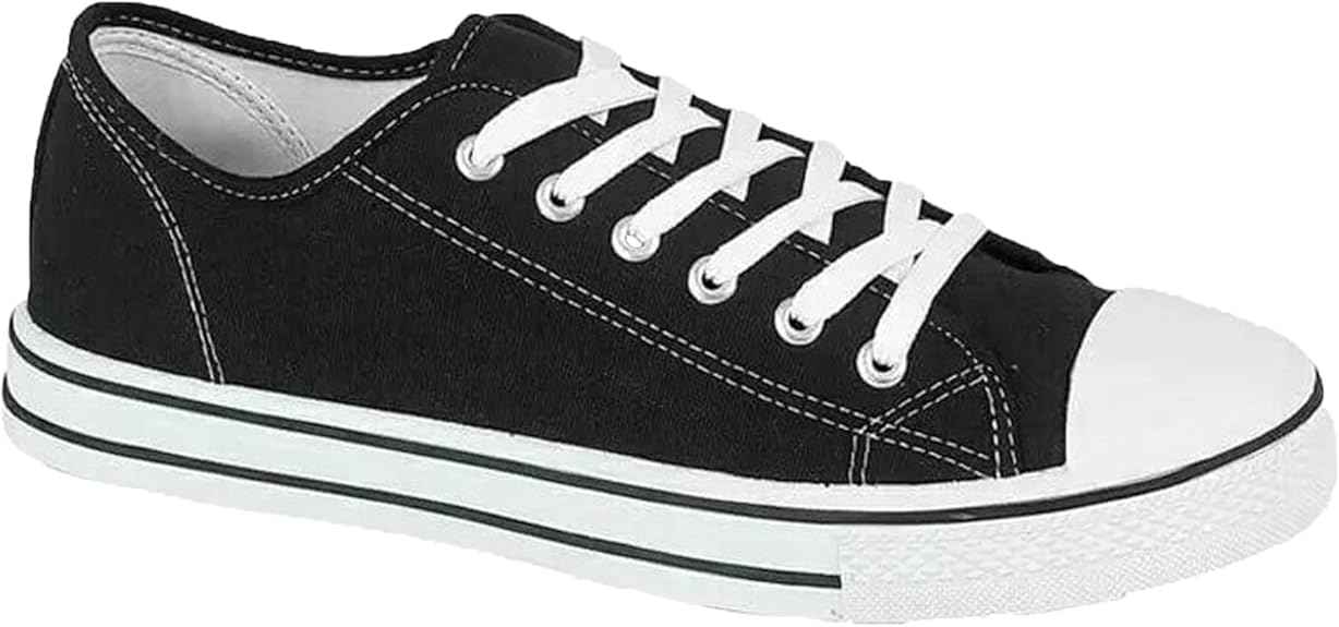 Womens Ladies Gym Trainers Canvas Shoes Plimsolls Casual Flat Lace Up Pumps