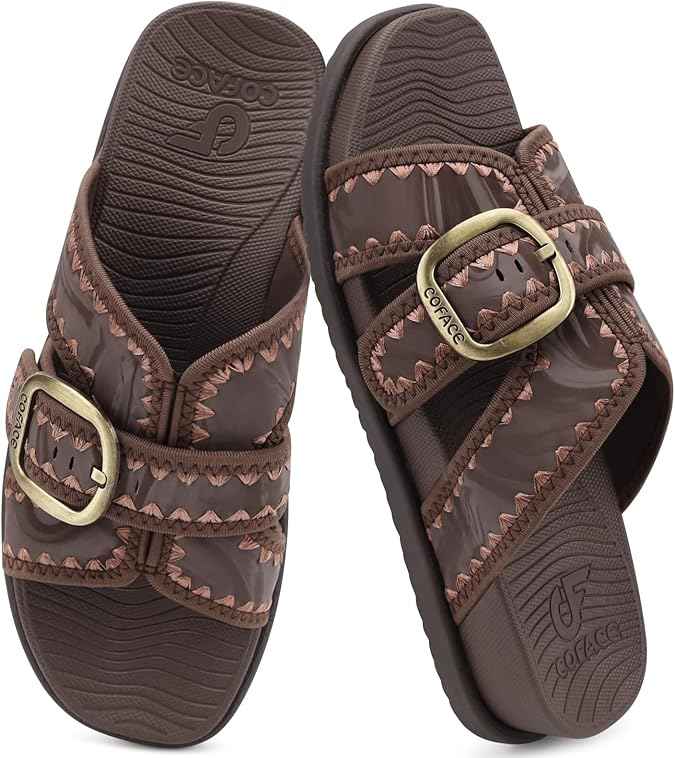 Womens Slide Sandals with Arch Support 2026 Ladies Woman Orthopedic Slides Comfortable Slip On Fashion Sandal