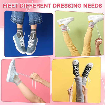 8 Pairs Striped Flowers Heart Cotton Girls Crew Socks | 80% Cotton, Soft Stretch Rib Cuff, for 3-14 Years Old, School Casual Daily Wear
