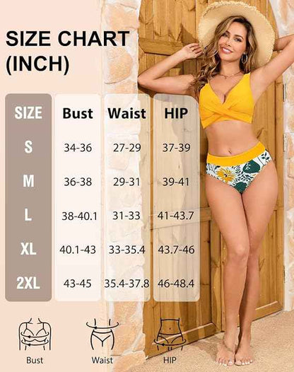 Bikini Sets for Women Two Piece Swimsuits Twist Front High Waisted Bottom Women&