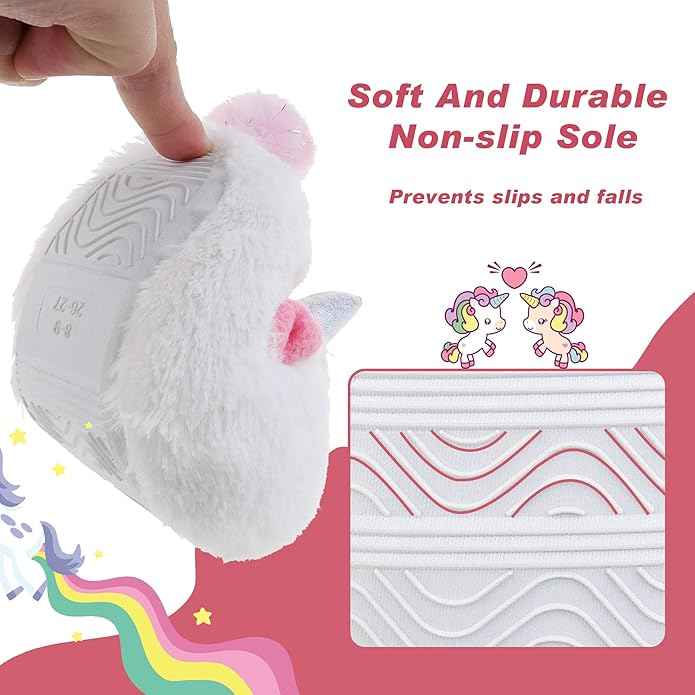 Girls Slippers for Kids Cute animal House Shoes Non-Slip Rubber Sole Indoor Size 3-4