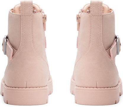 DREAM PAIRS Girls Boots Boys Ankle Lace-up with Buckle Strap Combat boot