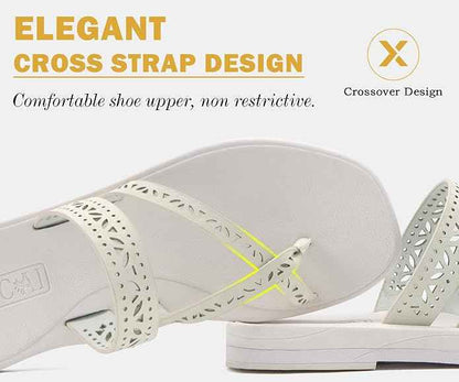 Flip Flops for Womens, Flat Dressy Thong Sandals Square Toe with Fashion Summer Beach Comfortable Slip On Rubber Soles