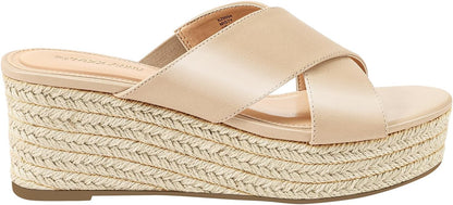 PIZZ ANNU Womens Platform Sandals Wedge Espadrille Slip on Crossover Slides Ladies Open Toe Summer Chunky Shoes