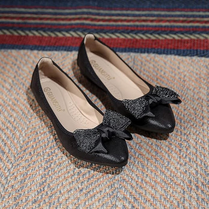 Womens Ballet Flats Sparkly Comfortable Casual Pointed Toe Bow-Knot Slip on Wedding Ballerina Dressy Flats Shoes