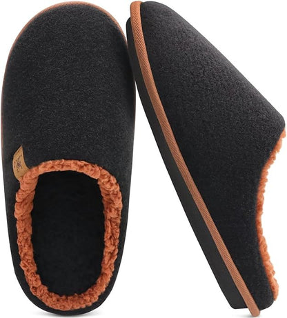 KuaiLu Mens House Memory Foam Slippers with Comfortable Warm Plush Lining