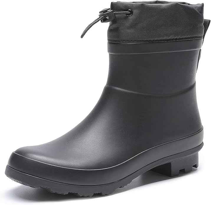 DREAM PAIRS Women Wellington Boots Waterproof Rain Boots with Adjustable Nylon Shaft &amp; Anti-Slip Outsole, Brushed Textile Lining