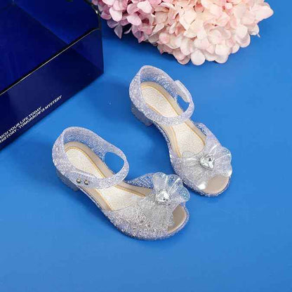 Girls Frozen Elsa Glitter Jelly Shoes Princess Dress Up Costume Shoes