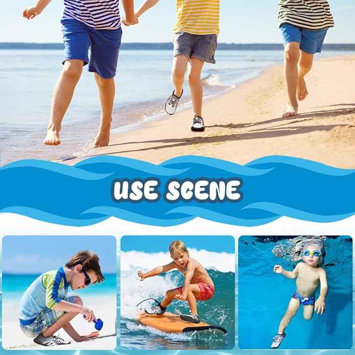 Aolso Water Shoes Kids Boys Girls Beach Shoes,Quick Dry Swimmming Shoes Pool Barefoot Shoes, Lightweight Kids Surfing Diving Shoes Wide Fit Shoes for Hiking Cross Training