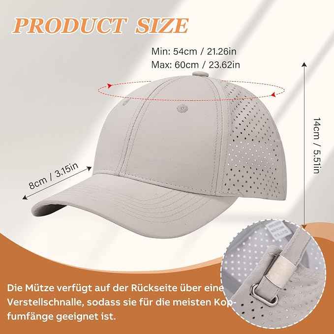 Baseball Cap for Women and Men Summer Sports Cap with Ventilation Holes Running Cap Wide Brim Baseball Cap for Adults