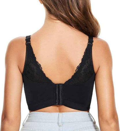 Push Up Bras for Women Lace Plus Size Wide Back Underwire Longline Corset Bra