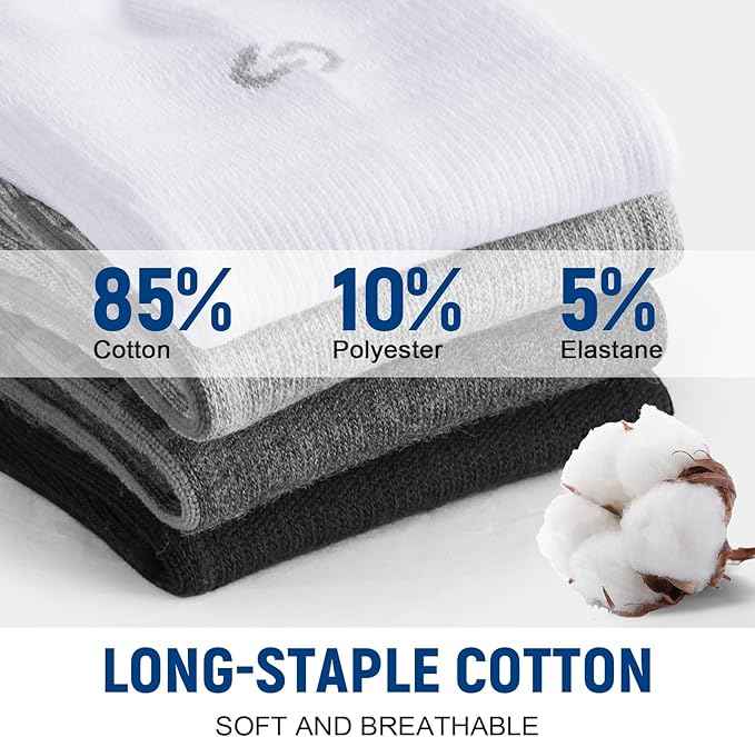 Sports Quarter Ankle Socks, Cushioned Anti-Blister Cotton Trainer Running Athletic Socks for Men