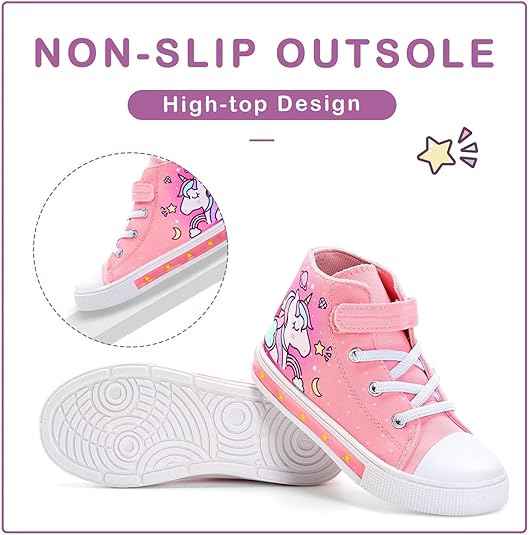Girls Trainers Kids High-Top Flashing Canvas Shoes