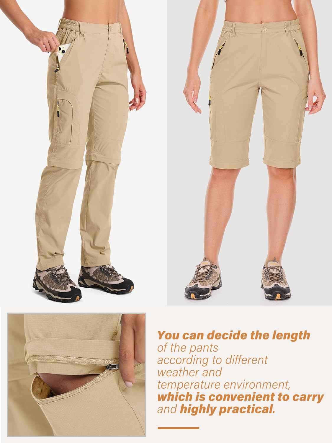 Jessie Kidden Walking Trousers Women Cargo Pants Waterproof Summer Lightweight Quick Dry Convertible Stretch Outdoor Casual UPF 50 Running Cycling Zip Off