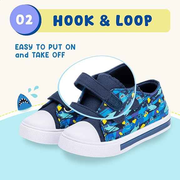 Boys Girls Light Up Trainers Toddler Canvas Shoes Kids Easy Fasten Walking Shoes with Hook and Loops
