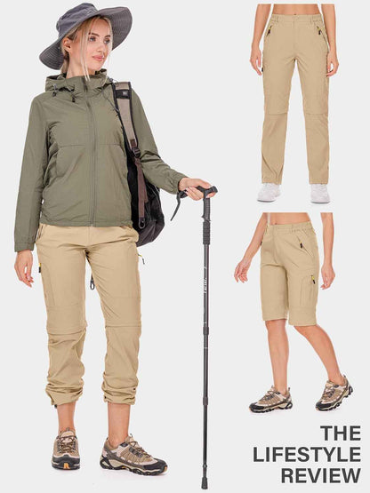 Jessie Kidden Walking Trousers Women Cargo Pants Waterproof Summer Lightweight Quick Dry Convertible Stretch Outdoor Casual UPF 50 Running Cycling Zip Off