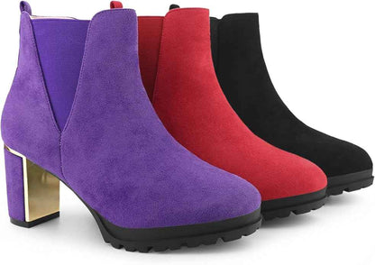 Perphy Platform Chelsea Boot Round Toe Chunky Heels Ankle Boots for Women