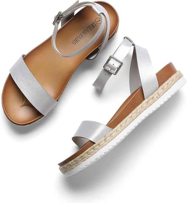 Womens Open Toe Espadrilles Dressy Platform Sandals Slip on Elastic Ankle Strap Wedges Sandals (kathy)