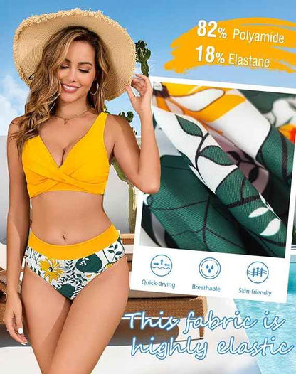 Bikini Sets for Women Two Piece Swimsuits Twist Front High Waisted Bottom Women&