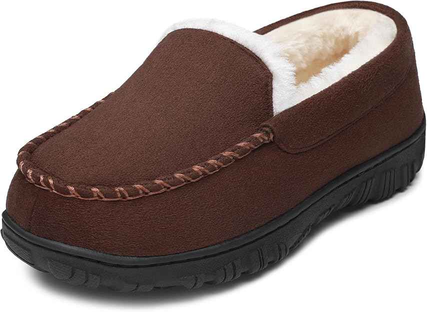 Boys Moccasin Slippers Memory Foam Kids House Slippers