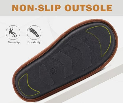 KuaiLu Mens House Memory Foam Slippers with Comfortable Warm Plush Lining