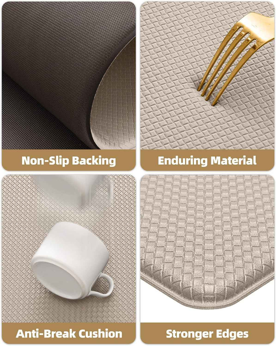 olor G Kitchen Mat 44 x 150 cm, Heavy Duty Anti Fatigue Rug Waterproof, Non-slip, Oil Resistant Leather Floor Mat for Standing Desk