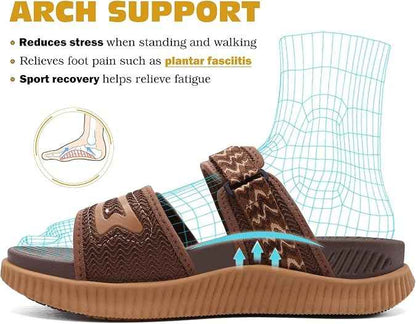 KuaiLu Womens Fashion Orthotic Slides Ladies Athletic Thick Cushion Recovery Sandals Adjustable Strap Slip On Walking Sandles With Comfortable Plantar Fasciitis Arch Support