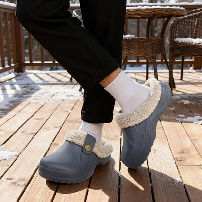 ChayChax Womens Mens Fur Lined Clogs Waterproof Winter Fuzzy Slippers Indoor Ourdoor