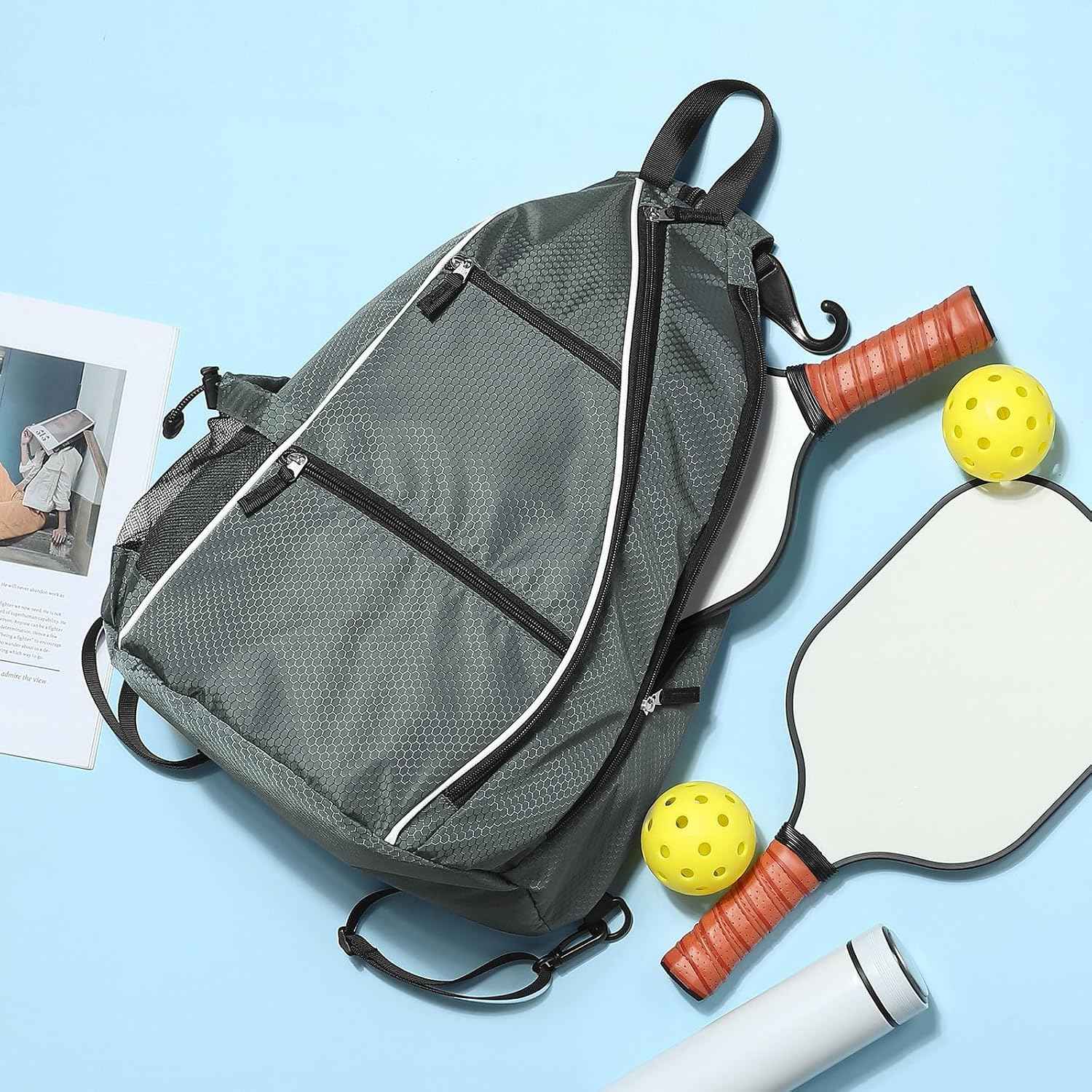 Pickleball Sling Bags 32L Convertible Reversible Paddle Rackets Bag Lightweight Casual Pack for Men Women Ladies