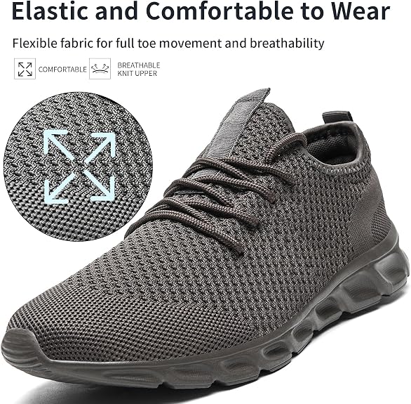 Linenghs Mens Running Shoes Tennis Gym Sneakers Casual Slip On Walking Lightweight Athletic Mesh Workout Breathable Fashion Sports Shoes