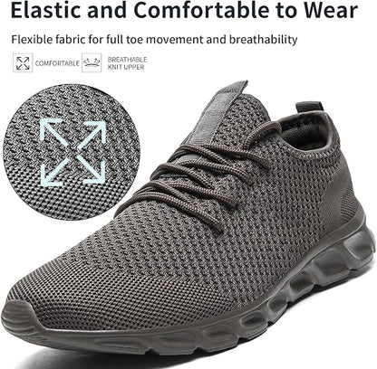 Linenghs Mens Running Shoes Tennis Gym Sneakers Casual Slip On Walking Lightweight Athletic Mesh Workout Breathable Fashion Sports Shoes