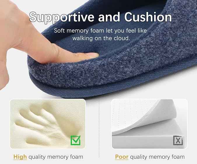 ONCAI Mens Slippers Memory Foam Slippers Slip On Warm Fluffy House Indoor/Outdoor Shoes With Non-Slip Sole (Size 13))