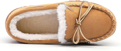 Boys Moccasin Slippers Memory Foam Kids House Shoes Nonslip Indoor &amp; Outdoor Slippers With Bow Tie
