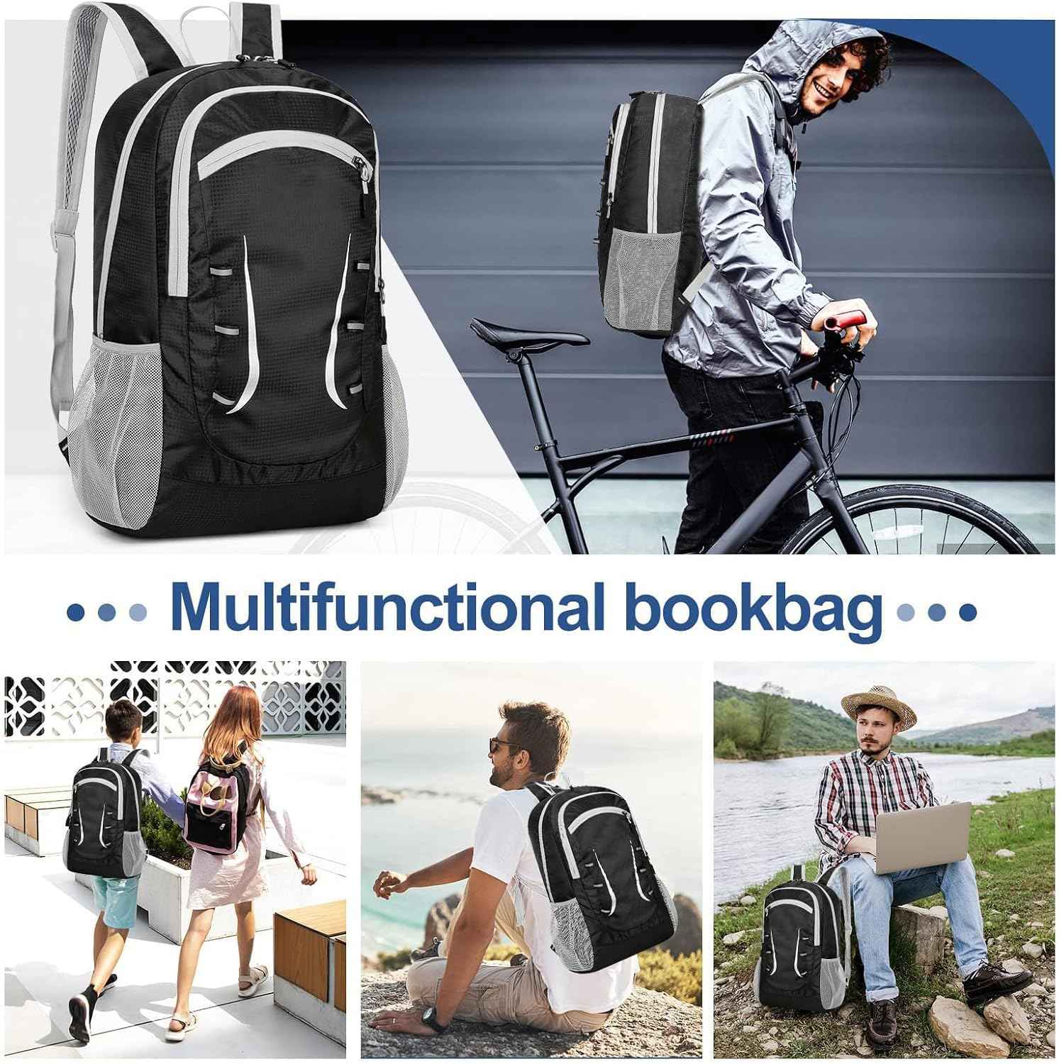 Lightweight Foldable Backpacks, 30L Packable Waterproof Small Hiking Bags