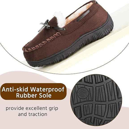MIXIN Boys House Slippers Memory Foam Moccasin Shoes Furry Plush Lining Non Slip Indoor