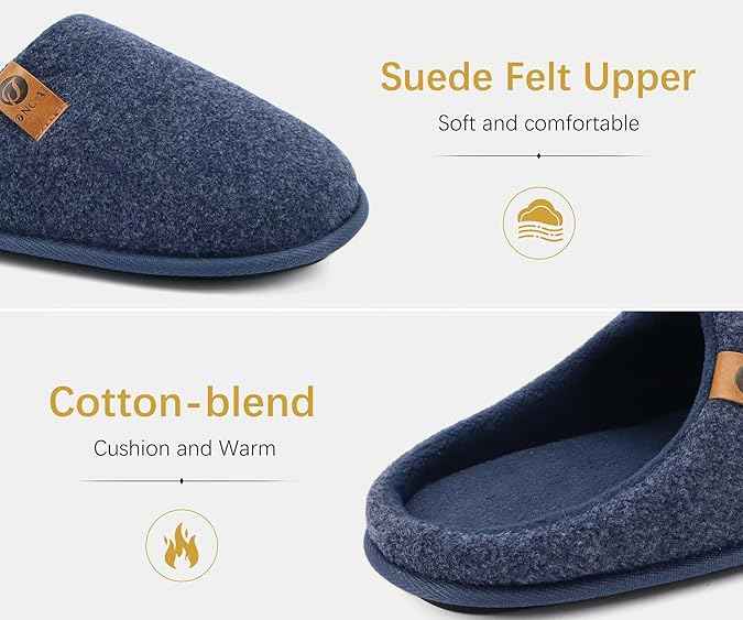ONCAI Mens Slippers Memory Foam Slippers Slip On Warm Fluffy House Indoor/Outdoor Shoes With Non-Slip Sole (Size 13))