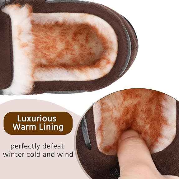 MIXIN Boys House Slippers Memory Foam Moccasin Shoes Furry Plush Lining Non Slip Indoor