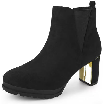 Perphy Platform Chelsea Boot Round Toe Chunky Heels Ankle Boots for Women