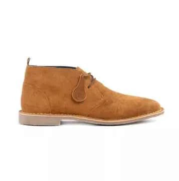 POPPS VESPA Unisex Mens Womens Suede Desert Boots Cognac (Slight Seconds)