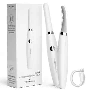 Heated Eyelash Curler, TOUCHBeauty Electric Eyelash Curler USB Rechargeable Eyelash Curler with 3 Temperature Settings Silicone Comb Lash Curler for Girls Women Quick Heating Curling1859
