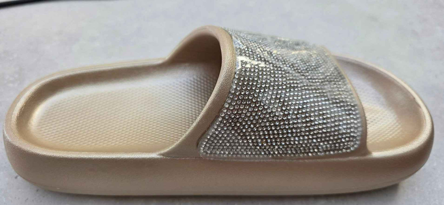 Women Rhinestone Sliders,Non-Slip Open Toe