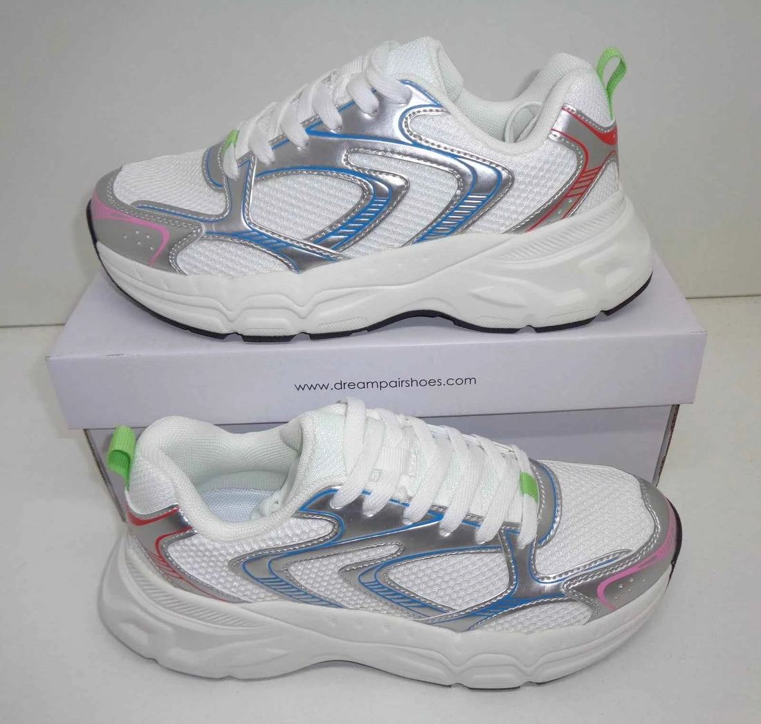 Ladies White Trainers Womens Casual Chunky Comfort Shoes RRP £50