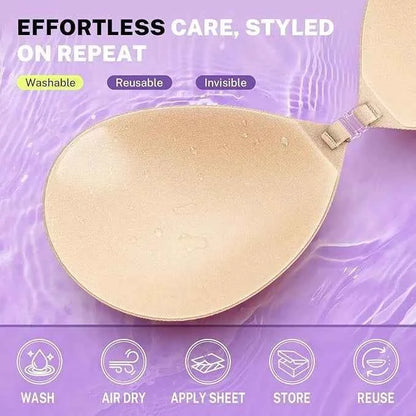 Strapless Bra Backless Adhesive Silicone Stick-on Seamless Push-up Invisible Bra